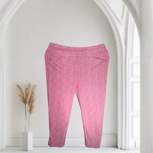 Chicos Perfect Stretch Womens Pants Size 0.5  Capri Pink White Speckled Pull On
